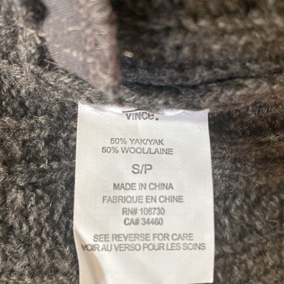 VINCE oversized shawl cardigan Charcoal Brown S/P - Picture 7 of 7